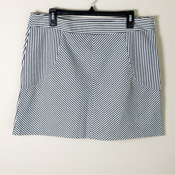 Sandro Seersucker Pinstripe Mini Skirt Striped size 14 - Picture 1 of 4